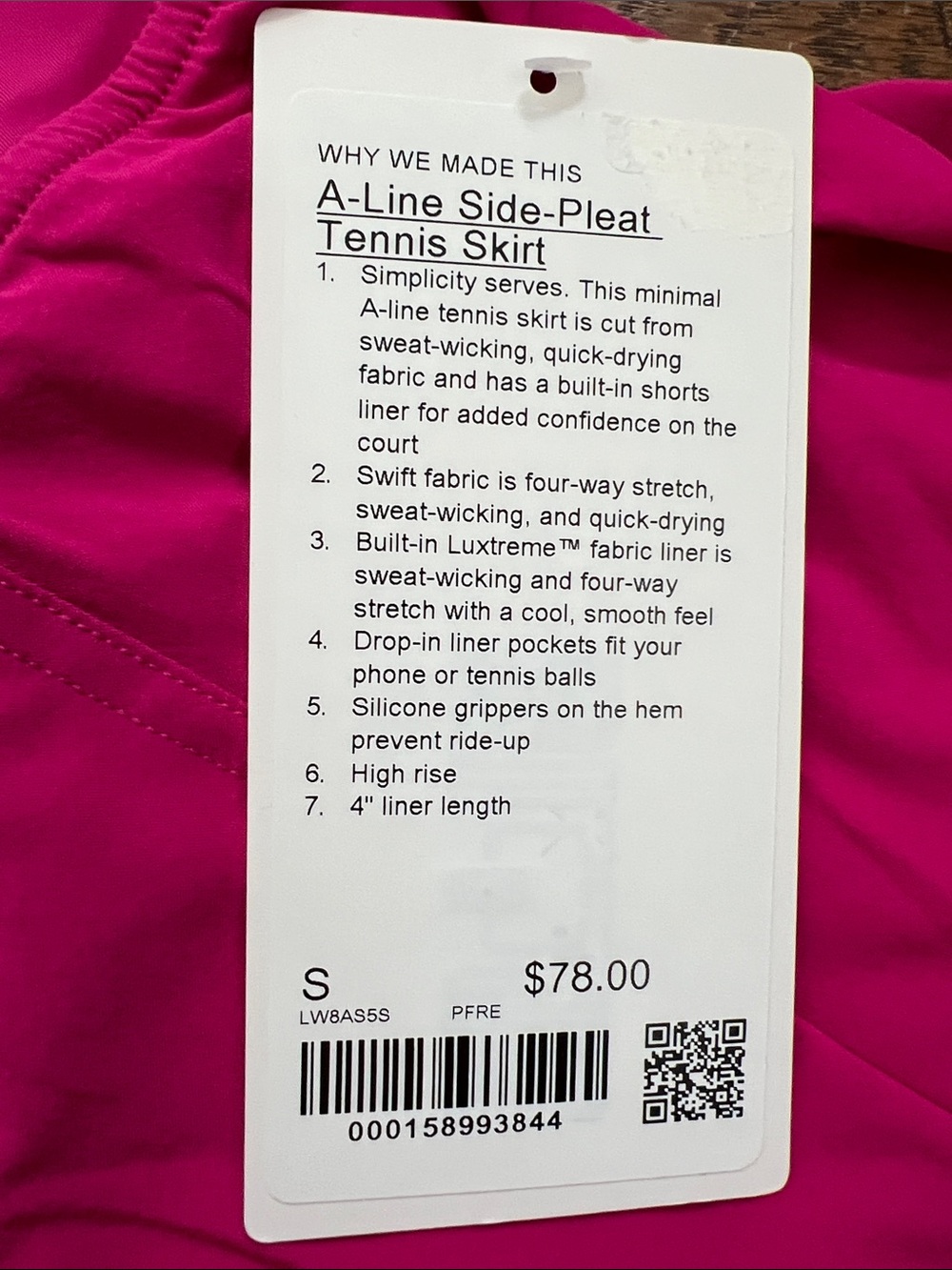 Lululemon Pink Flare A-Line Side Pleat Tennis Skirt Skort Size Small NWT - Picture 2 of 6